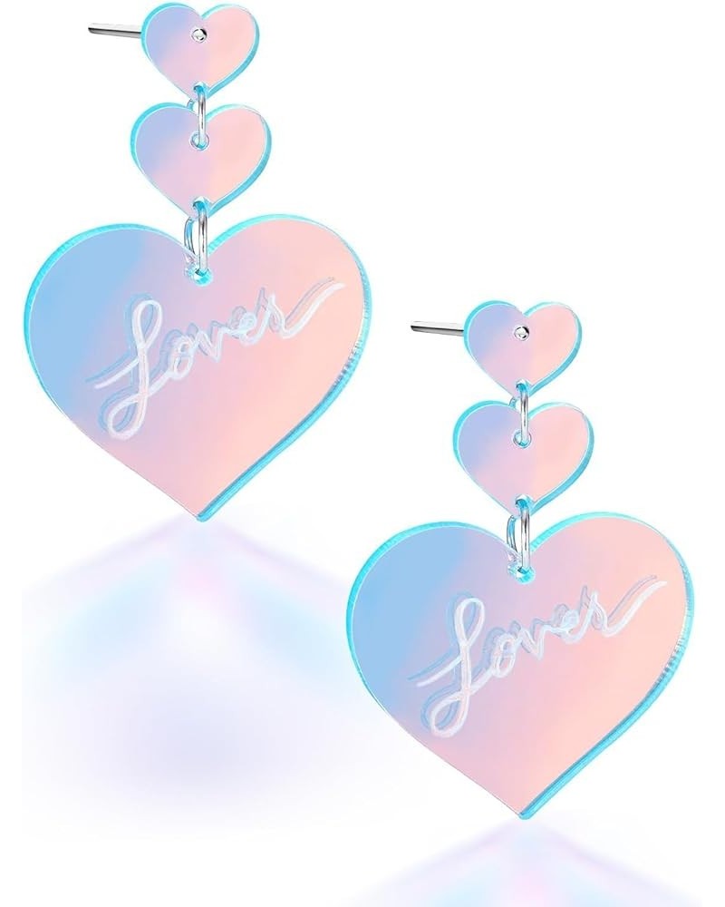 Pink Heart Earrings Lover Earrings Concert Outfit Gifts for Women Girls Swiftie Fans 3 $5.55 Earrings