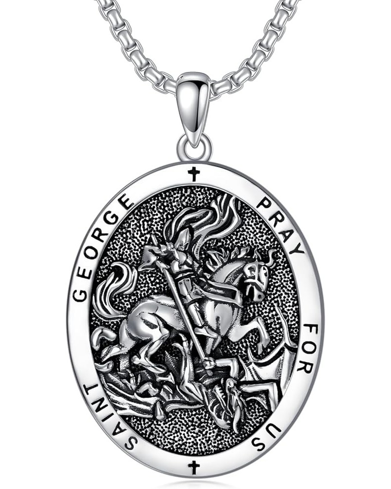 Saint Patron Necklace for Men Women 925 Sterling Silver Saint Medal Protection Necklace Amulet Catholic Religious Jewerly Val...