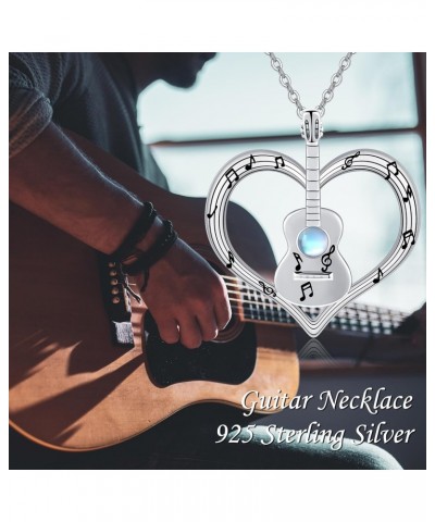 Guitar Pick Necklace 925 Sterling Silver Moonstone Guitar Music Note Necklace Musical Jewelry Gifts for Women Girls $15.64 Ne...