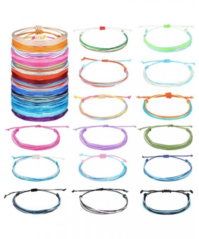 30 Pieces Adjustable Woven Anklets Bracelets Bohemian Braided Rope Bracelets Waterproof Wax Coated Anklets for Women Colorful...