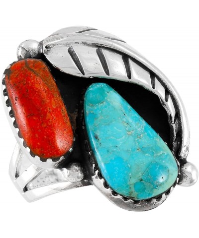 Turquoise Ring Sterling Silver 925 Genuine Gemstones Size 6 to 11 Turquoise & Coral $20.24 Rings