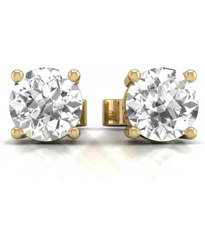 1, 1.5, 2 and 4 ct TW Lab Grown Diamond Solitaire Stud Earrings in 14K White and Yellow Gold with Secure Push Back 4 Prong Se...