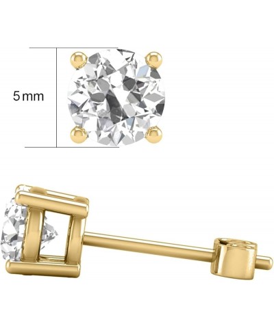 1, 1.5, 2 and 4 ct TW Lab Grown Diamond Solitaire Stud Earrings in 14K White and Yellow Gold with Secure Push Back 4 Prong Se...