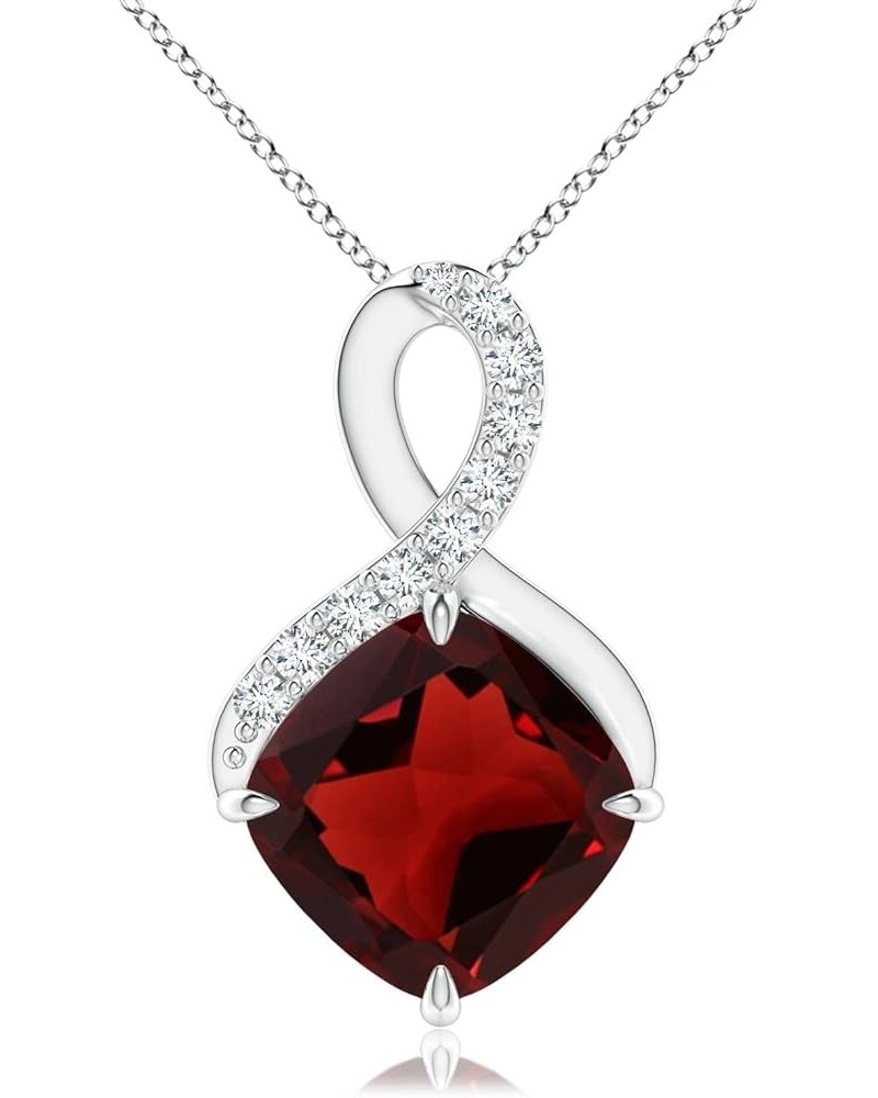 Natural Garnet Solitaire Pendant Necklace for Women, Girls in 14K Solid Gold/Platinum/Sterling Silver | January Birthstone | ...