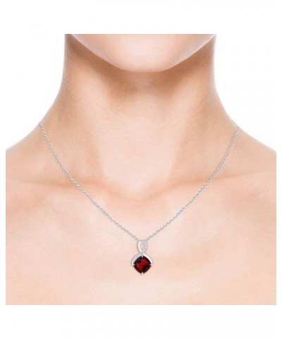 Natural Garnet Solitaire Pendant Necklace for Women, Girls in 14K Solid Gold/Platinum/Sterling Silver | January Birthstone | ...