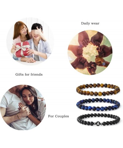 Letter Beads Bracelets for Women Men Friendship Initial Bracelet Sets Gifts for Him Her Tiger Eye Blue&Brown&Letter T $8.54 B...