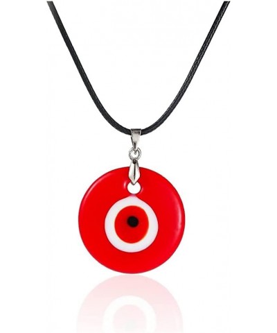 Turkish Blue Evil Eye Pendant Necklace Leather Rope Chain Cord Glass Evil Eye Protection Lucky Jewelry for Women Men red 1pc ...