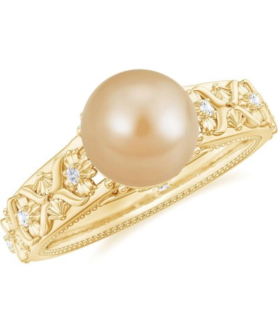 Golden South Sea Pearl Solitaire Ring, 8 MM Cultured Pearl, 5 Ct, Valentine Day Gifts for her 10K Yellow Gold $358.05 Rings