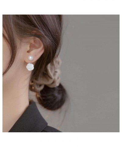 Solid 925 Sterling Silver Pearl Jacket Cuff Earrings Wraps for Women Girls Pearl Front Back Stud Earrings $9.87 Earrings