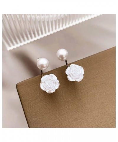 Solid 925 Sterling Silver Pearl Jacket Cuff Earrings Wraps for Women Girls Pearl Front Back Stud Earrings $9.87 Earrings