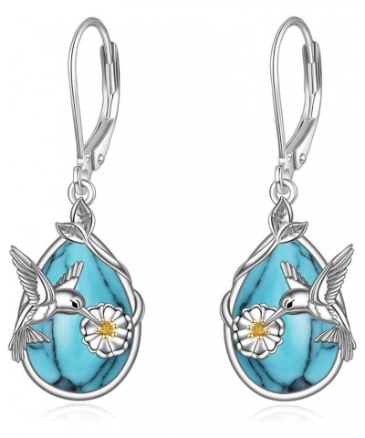 Axolotl/Hummingbird/Firefly Dangle Drop Earrings for Women Sterling Silver silver-Turquoise Hummingbird Earrings $24.63 Earrings