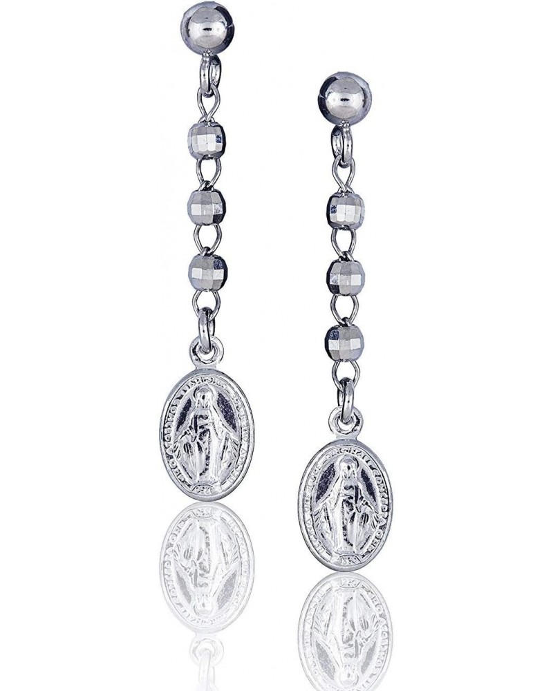 Sterling Silver Virgin Mary Dangling Rosary Earrings $11.28 Earrings