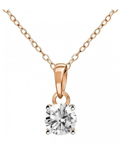 1/5 Carat - 1 Carat | 10K White,Yellow & Rose Gold | Natural Diamond Solitaire Pendant Necklace With Chain Rose Gold 0.62 car...