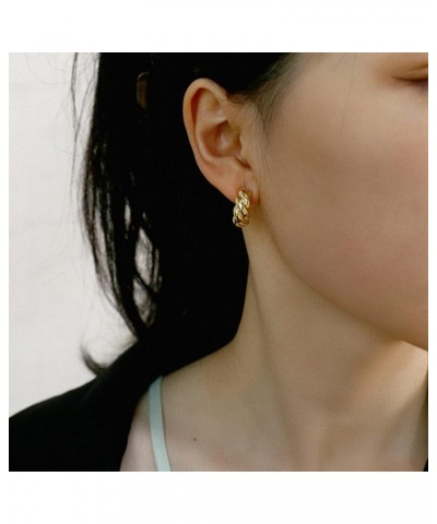 Small Thick Gold Chunky Hoop Earrings Lightweight Hoops For Women Style-3 $9.17 Earrings