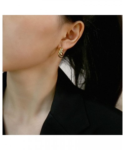 Small Thick Gold Chunky Hoop Earrings Lightweight Hoops For Women Style-3 $9.17 Earrings