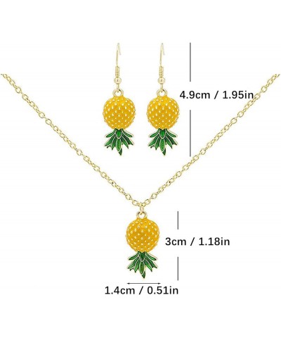 Pineapple Earrings Necklace for Women Yellow Ruit Green Leaf Pineapple Earings Pendant Necklace Cute Fashion Dangle Necklace ...