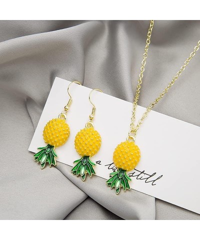 Pineapple Earrings Necklace for Women Yellow Ruit Green Leaf Pineapple Earings Pendant Necklace Cute Fashion Dangle Necklace ...