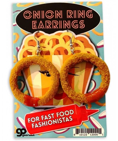 Funny Onion Ring Earrings - Fried Ketchup Dipped - Unique Food Gift for Women Crazy Dangle Earrings for Girls Stockings White...