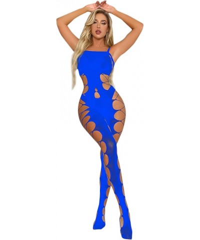 Womens Fishnet Bodystocking Sparkle Rhinestone Sexy Mesh Full Body Stockings Babydoll Teddy Bodycon Jumpsuit Lingerie Zu5-blu...