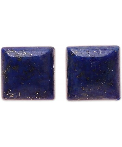 Artisan Handmade Composite Stud Earrings Square from India Sterling Silver Reconstituted Blue $13.74 Earrings