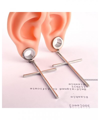 2PCS Cross Hypoallergenic Stainless Steel Plugs Ear Gauges Weights Tunnels Piercing Expander Stretchers Fashion Body Jewelry ...