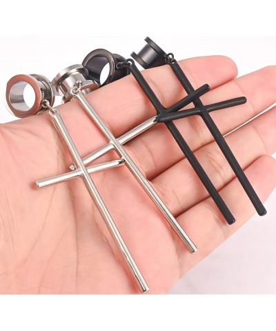 2PCS Cross Hypoallergenic Stainless Steel Plugs Ear Gauges Weights Tunnels Piercing Expander Stretchers Fashion Body Jewelry ...