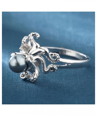 Black AAA Quality Freshwater 925 Silver Cultured Pearl Ring for Octopus Pearl Silver Female Ring (7) 6 $9.50 Rings