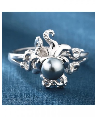 Black AAA Quality Freshwater 925 Silver Cultured Pearl Ring for Octopus Pearl Silver Female Ring (7) 6 $9.50 Rings