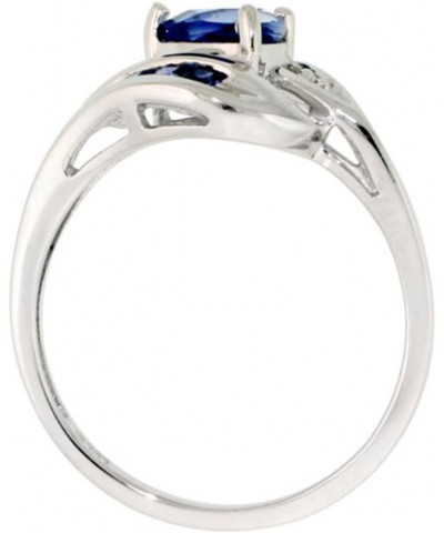 10k White Gold Tanzanite Trillion Ring Lab Created Light and Dark Color & Diamond Accent 3/8 inch Light Blue $57.56 Rings