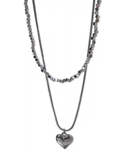 Heart Shaped Necklace Simple Double Layered Chain Personalized and Versatile Fashionable Silver Female $8.39 Necklaces