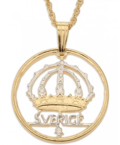 Swedish Crown Pendant & Necklace, Sweden 50 Ore Hand Cut $34.30 Necklaces