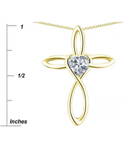 14k Yellow Gold Infinity Love Cross with Heart Stone Pendant Necklace Simulated Emerald Yellow Gold $146.24 Necklaces