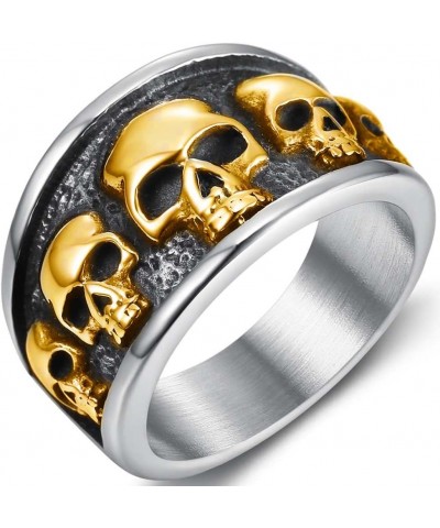 Retro Vintage Stainless Steel Gothic Death Skull Skeleton Cocktail Party Biker Statement Halloween Ring Silver Gold $9.29 Rings