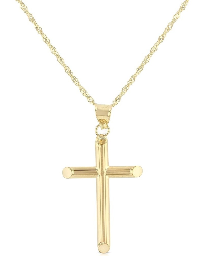 14K Yellow Gold Classic Cross Pendant with 1.2mm Singapore Chain Necklace 16.0 Inches $84.63 Necklaces