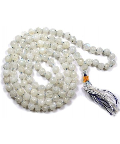 Natural Rainbow Moonstone Gemstone Jaap mala | 8 mm | necklace | Beads 108 | Jaap mala | Knotted Garland | Pearl Japa mala | ...