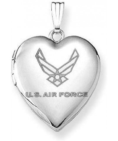 Sterling Silver Air Force Heart Locket Pendant Necklace 3/4 Inch X 3/4 Inch Locket + Engraving $22.03 Necklaces