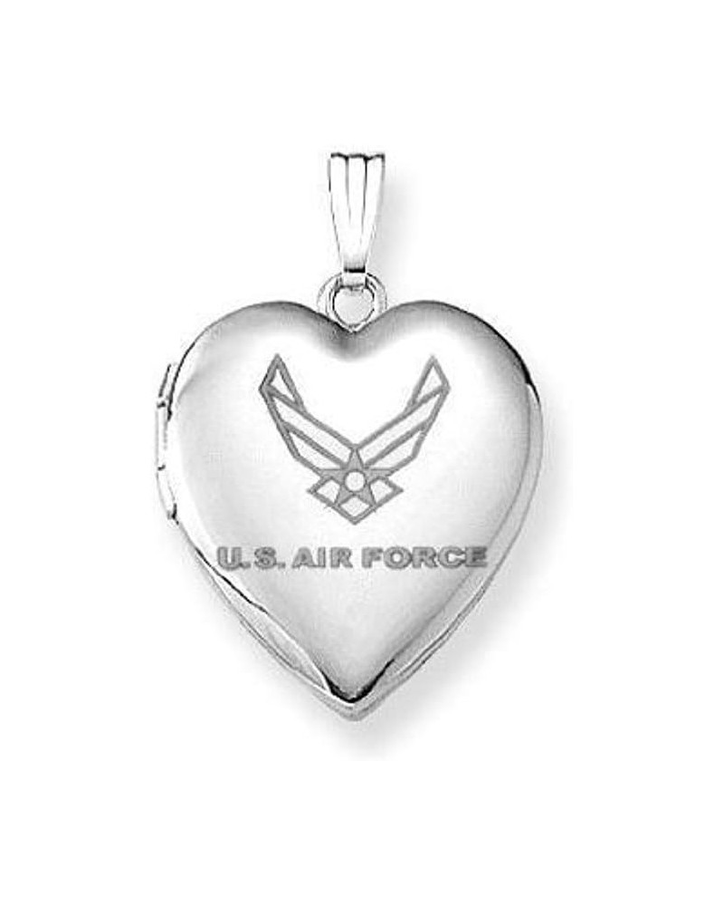 Sterling Silver Air Force Heart Locket Pendant Necklace 3/4 Inch X 3/4 Inch Locket + Engraving $22.03 Necklaces