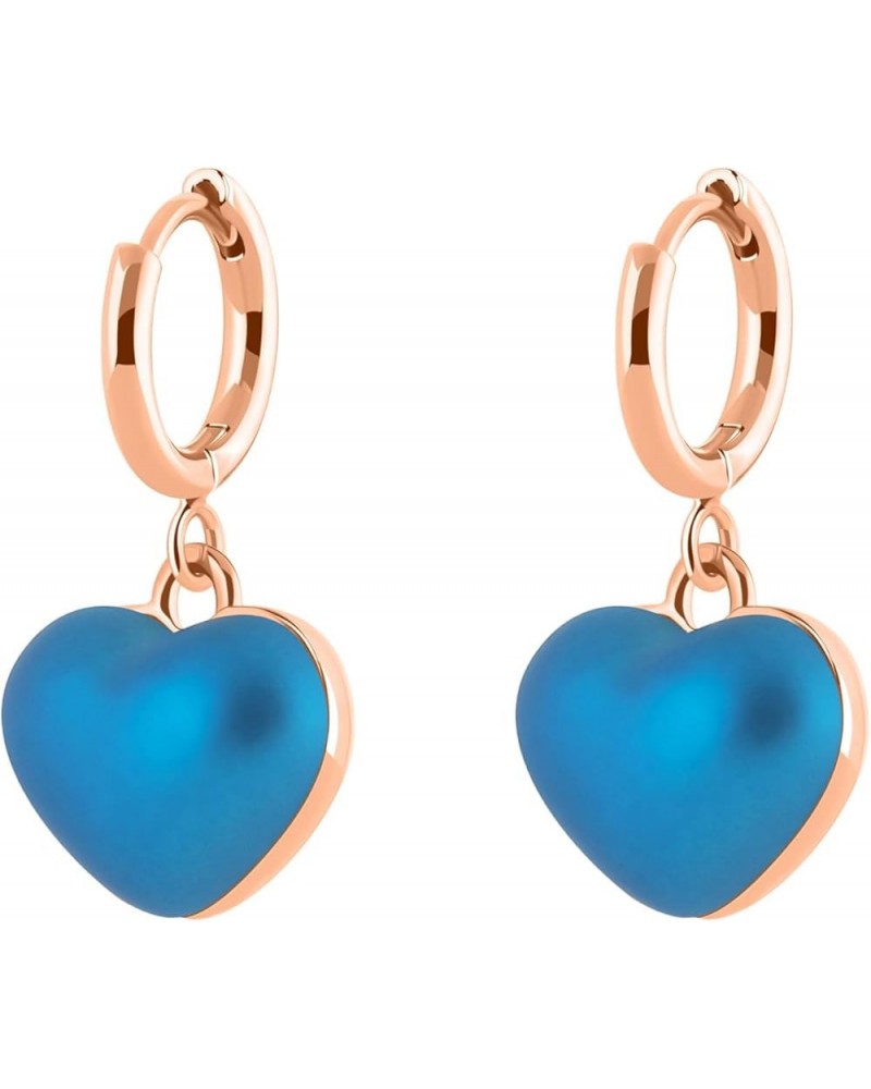 Women 14K Gold Plated Heart Huggie Hoop Drop Dangle Earrings Rose, Blue $10.80 Earrings