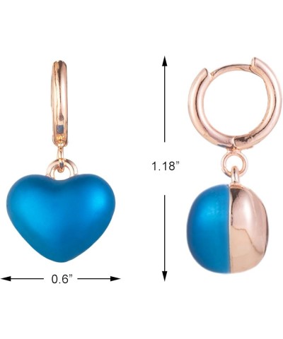 Women 14K Gold Plated Heart Huggie Hoop Drop Dangle Earrings Rose, Blue $10.80 Earrings