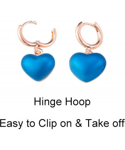 Women 14K Gold Plated Heart Huggie Hoop Drop Dangle Earrings Rose, Blue $10.80 Earrings