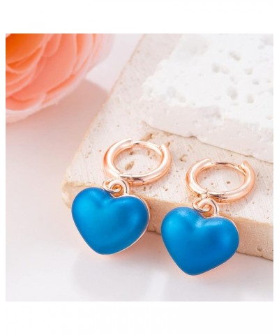 Women 14K Gold Plated Heart Huggie Hoop Drop Dangle Earrings Rose, Blue $10.80 Earrings