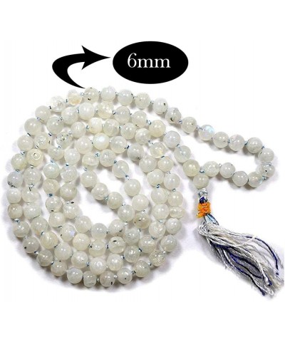 Natural Rainbow Moonstone Gemstone Jaap mala | 8 mm | necklace | Beads 108 | Jaap mala | Knotted Garland | Pearl Japa mala | ...