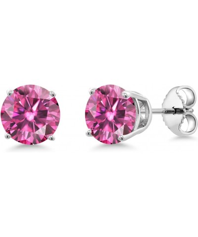 925 Sterling Silver Pink Moissanite Stud Earrings For Women (2.00 Cttw, Round 6.5MM) $48.00 Earrings