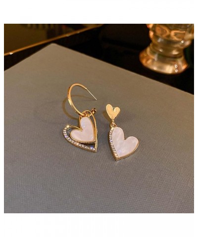 Boho Pearl Heart Dangle Drop Earrings Gold Baroque Pearl Earrings Heart Hoop Drop Earrings Pearl Studs Statement Wedding Prom...