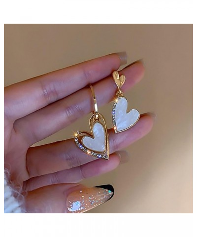 Boho Pearl Heart Dangle Drop Earrings Gold Baroque Pearl Earrings Heart Hoop Drop Earrings Pearl Studs Statement Wedding Prom...