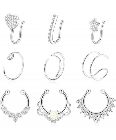 Faux Septum Ring for Women Men Stainless Steel Fake Septum Piercing Jewelry Non-Pierced Clip On Nose Ring Hoop style8 $8.24 B...