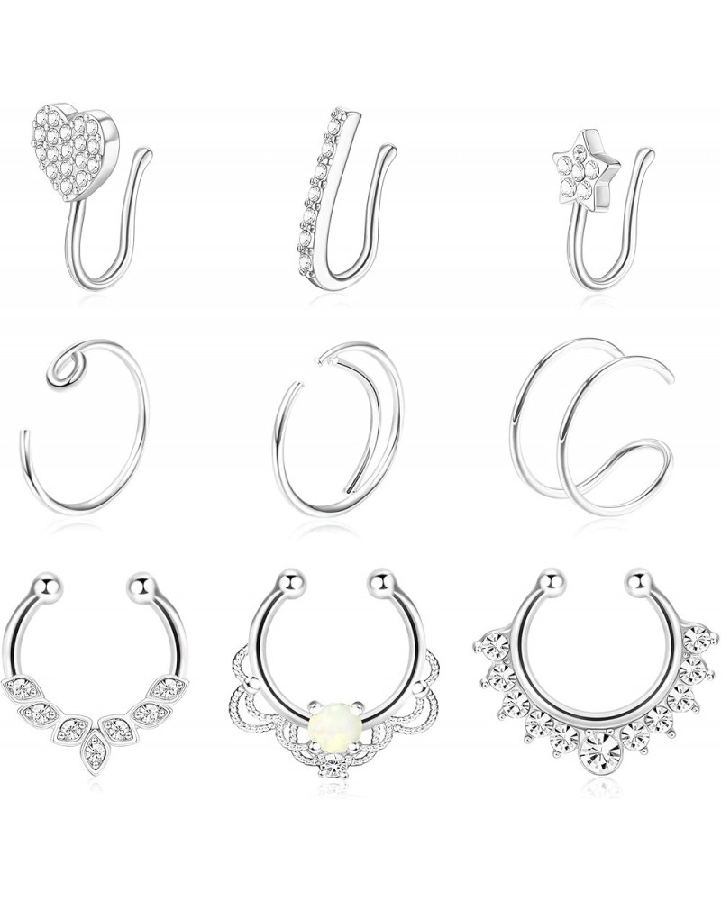 Faux Septum Ring for Women Men Stainless Steel Fake Septum Piercing Jewelry Non-Pierced Clip On Nose Ring Hoop style8 $8.24 B...