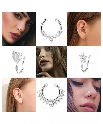 Faux Septum Ring for Women Men Stainless Steel Fake Septum Piercing Jewelry Non-Pierced Clip On Nose Ring Hoop style8 $8.24 B...