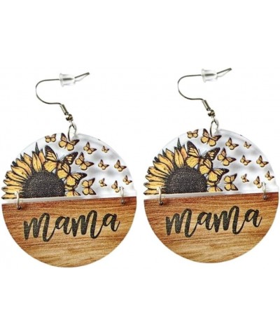 Acrylic Flower Sunflower Butterfly Bear MAMA Earrings Wooden Bear Leopard Print Mom Dangle Drop Earrings for Women Mother's D...