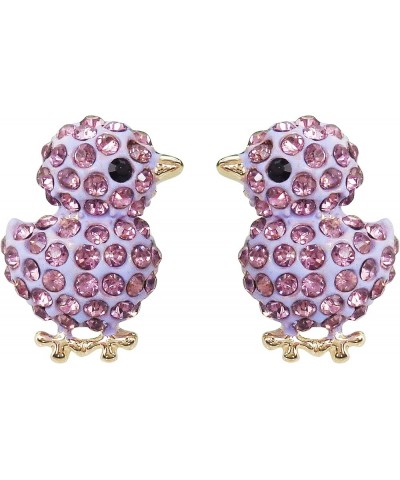 18k Gold Plated Chicken Crystal Enamel Stud Earrings Purple $9.00 Earrings